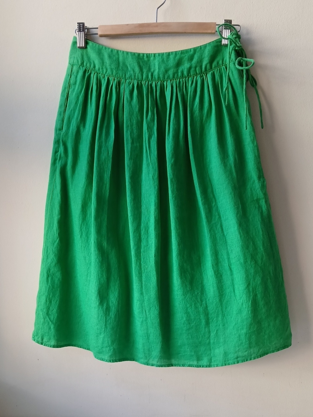 J. Crew 100% Linen Midi Skirt Green Women's 0
